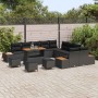 Conjunto de sofá de jardín con cojín 14 pcs Negro Poliratán en Sofás de exterior | Comprar online en Foru.es