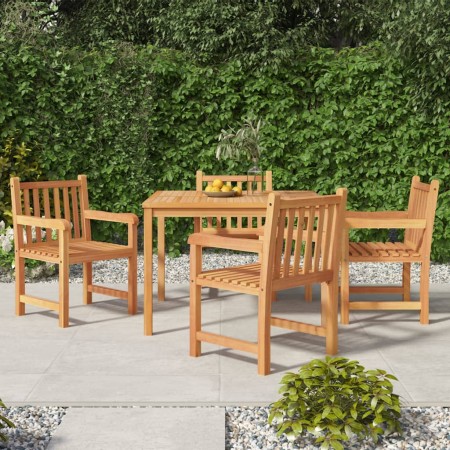 Juego de comedor para jardín 5 piezas madera maciza de teca de vidaXL, Conjuntos de jardín - Ref: Foro24-3157147, Precio: 834...
