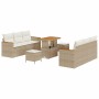 Conjunto de sofás de jardín 9 pcs Beige ratán sintético en Sofás de exterior | Comprar online en Foru.es