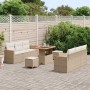 Conjunto de sofás de jardín 9 pcs Beige ratán sintético en Sofás de exterior | Comprar online en Foru.es