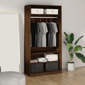 Armario madera contrachapada color roble marrón 100x50x200 cm de vidaXL, Armarios roperos - Ref: Foro24-826616, Precio: 169,8...