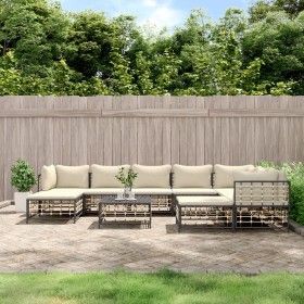 Juego de muebles de jardín 10 pzas y cojines ratán PE antracita de vidaXL, Sofás de exterior - Ref: Foro24-3186808, Precio: 8...