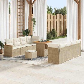 Conjunto de sofás de jardín 11 pcs Beige ratán sintético en Sofás de exterior | Comprar online en Foru.es