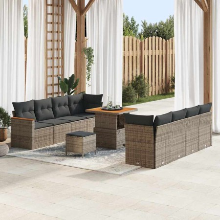 Conjunto de sofás de jardín 11 pcs Gris ratán sintético en Sofás de exterior | Comprar online en Foru.es