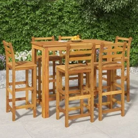 Mesa y taburetes altos de jardín 7 pzas madera maciza acacia de vidaXL, Conjuntos de jardín - Ref: Foro24-3154397, Precio: 56...