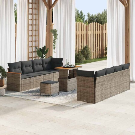 Conjunto de sofás de jardín 11 pcs Gris ratán sintético en Sofás de exterior | Comprar online en Foru.es