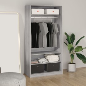Armario de madera contrachapada gris Sonoma 100x50x200 cm de vidaXL, Armarios roperos - Ref: Foro24-826615, Precio: 187,67 €,...