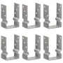 Fence anchors 6 units galvanized steel silver 9x6x15 cm by vidaXL, Spikes for anchoring in the ground - Ref: Foro24-145333, P...
