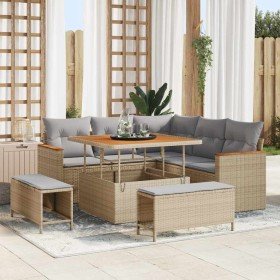 Conjunto de sofás de jardín 8 pcs Beige ratán sintético en Sofás de exterior | Comprar online en Foru.es