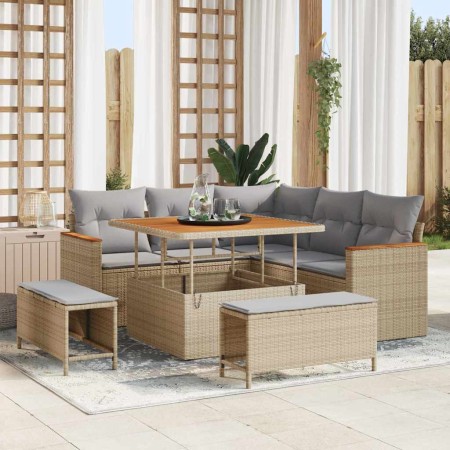 Conjunto de sofás de jardín 8 pcs Beige ratán sintético en Sofás de exterior | Comprar online en Foru.es