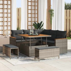 Conjunto de sofás de jardín 8 pcs Gris ratán sintético en Sofás de exterior | Comprar online en Foru.es