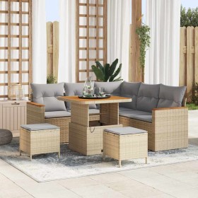 Conjunto de sofás de jardín 8 pcs Beige ratán sintético en Sofás de exterior | Comprar online en Foru.es