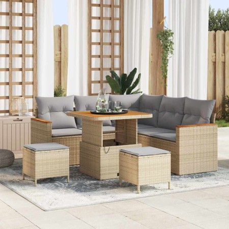 Conjunto de sofás de jardín 8 pcs Beige ratán sintético en Sofás de exterior | Comprar online en Foru.es