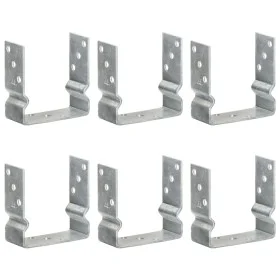 Anclajes de valla 6 uds acero galvanizado plateado 14x6x15 cm de vidaXL, Puntas para anclaje en el suelo - Ref: Foro24-145342...