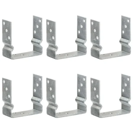 Fence anchors 6 pcs silver galvanized steel 14x6x15 cm by vidaXL, Spikes for anchoring in the ground - Ref: Foro24-145342, Pr...