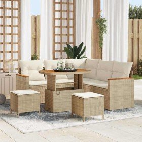 Conjunto de sofás de jardín 8 pcs Beige ratán sintético en Sofás de exterior | Comprar online en Foru.es
