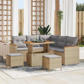 Conjunto de sofás de jardín 8 pcs Beige ratán sintético en Sofás de exterior | Comprar online en Foru.es