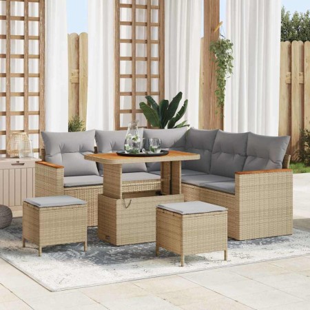 Conjunto de sofás de jardín 8 pcs Beige ratán sintético en Sofás de exterior | Comprar online en Foru.es