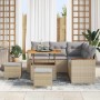 Conjunto de sofás de jardín 8 pcs Beige ratán sintético en Sofás de exterior | Comprar online en Foru.es
