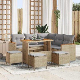 Conjunto de sofás de jardín 9 pcs Beige ratán sintético en Sofás de exterior | Comprar online en Foru.es