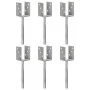 Fence anchors 6 units galvanized steel silver 7x6x30 cm by vidaXL, Spikes for anchoring in the ground - Ref: Foro24-145312, P...