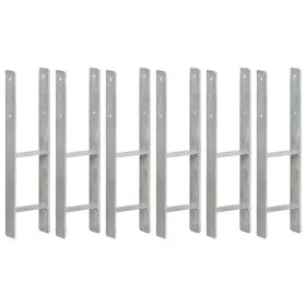 Fence anchors 6 pcs silver galvanized steel 14x6x60 cm by vidaXL, Spikes for anchoring in the ground - Ref: Foro24-145309, Pr...