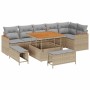 Conjunto de sofás de jardín 9 pcs Beige ratán sintético en Sofás de exterior | Comprar online en Foru.es