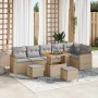 Conjunto de sofás de jardín 9 pcs Beige ratán sintético en Sofás de exterior | Comprar online en Foru.es