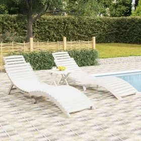 Sonnenliegen 2 Stück massives Akazienholz weiß 184x55x64 cm von vidaXL, Liegen - Ref: Foro24-3155470, Preis: 312,59 €, Rabatt: %