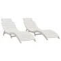 Tumbonas 2 uds madera maciza acacia blanco 184x55x64 cm de vidaXL, Tumbonas - Ref: Foro24-3155470, Precio: 312,59 €, Descuent...