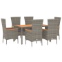 Set comedor jardín 7 pzas y cojines ratán sintético gris de vidaXL, Conjuntos de jardín - Ref: Foro24-3157539, Precio: 591,90...