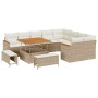 Conjunto de sofás de jardín 12 pcs Beige ratán sintético en Sofás de exterior | Comprar online en Foru.es