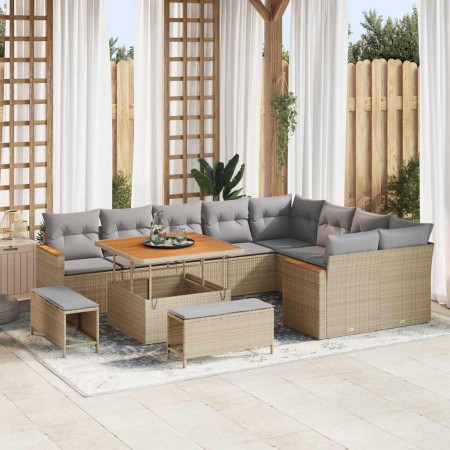 Conjunto de sofás de jardín 12 pcs Beige ratán sintético en Sofás de exterior | Comprar online en Foru.es