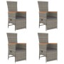 Set comedor de jardín 5 piezas con cojines ratán sintético gris de vidaXL, Conjuntos de jardín - Ref: Foro24-3157557, Precio:...