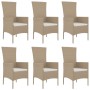 Set comedor de jardín 7 pzas con cojines ratán sintético beige de vidaXL, Conjuntos de jardín - Ref: Foro24-3157563, Precio: ...
