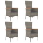 Set comedor de jardín 5 piezas con cojines ratán sintético gris de vidaXL, Conjuntos de jardín - Ref: Foro24-3157535, Precio:...