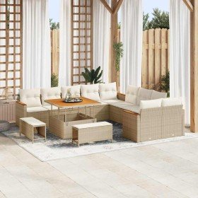 Conjunto de sofás de jardín 13 pcs Beige ratán sintético en Sofás de exterior | Comprar online en Foru.es