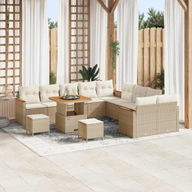 Conjunto de sofás de jardín 13 pcs Beige ratán sintético en Sofás de exterior | Comprar online en Foru.es
