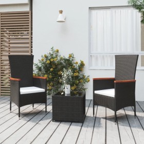 Juego salón jardín 3 pzas ratán sintético y acero negro de vidaXL, Conjuntos de jardín - Ref: Foro24-3157658, Precio: 204,67 ...