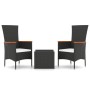 Juego salón jardín 3 pzas ratán sintético y acero negro de vidaXL, Conjuntos de jardín - Ref: Foro24-3157658, Precio: 204,67 ...