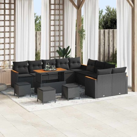 Conjunto de sofás de jardín 14 pcs Negro ratán sintético en Sofás de exterior | Comprar online en Foru.es