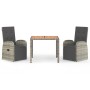 Set comedor de jardín 3 piezas con cojines ratán sintético gris de vidaXL, Conjuntos de jardín - Ref: Foro24-3157591, Precio:...