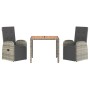 Set comedor de jardín 3 piezas con cojines ratán sintético gris de vidaXL, Conjuntos de jardín - Ref: Foro24-3157591, Precio:...