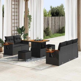 Conjunto de sofás de jardín con cojín 8 pcs Negro en Sofás de exterior | Comprar online en Foru.es