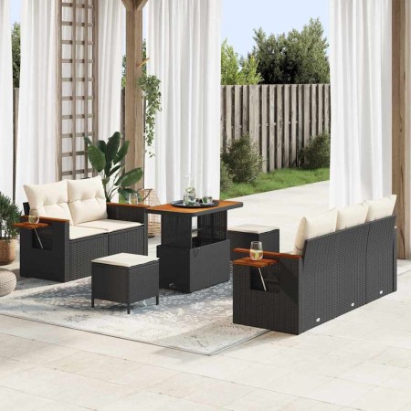 Conjunto de sofá de jardín con cojín Manual 8 pcs Negro y crema en Sofás de exterior | Comprar online en Foru.es