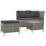 Set de muebles de jardín 3 pzas y cojines ratán sintético gris de vidaXL, Conjuntos de jardín - Ref: Foro24-319693, Precio: 3...