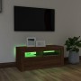 Mueble de TV con luces LED roble marrón 90x35x40 cm de vidaXL, Muebles TV - Ref: Foro24-822723, Precio: 57,51 €, Descuento: %