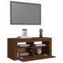 Mueble de TV con luces LED roble marrón 90x35x40 cm de vidaXL, Muebles TV - Ref: Foro24-822723, Precio: 57,51 €, Descuento: %