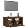 TV stand with LED lights in brown oak, 90x35x40 cm by vidaXL, TV Furniture - Ref: Foro24-822723, Price: 56,88 €, Discount: %