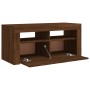 Mueble de TV con luces LED roble marrón 90x35x40 cm de vidaXL, Muebles TV - Ref: Foro24-822723, Precio: 57,51 €, Descuento: %
